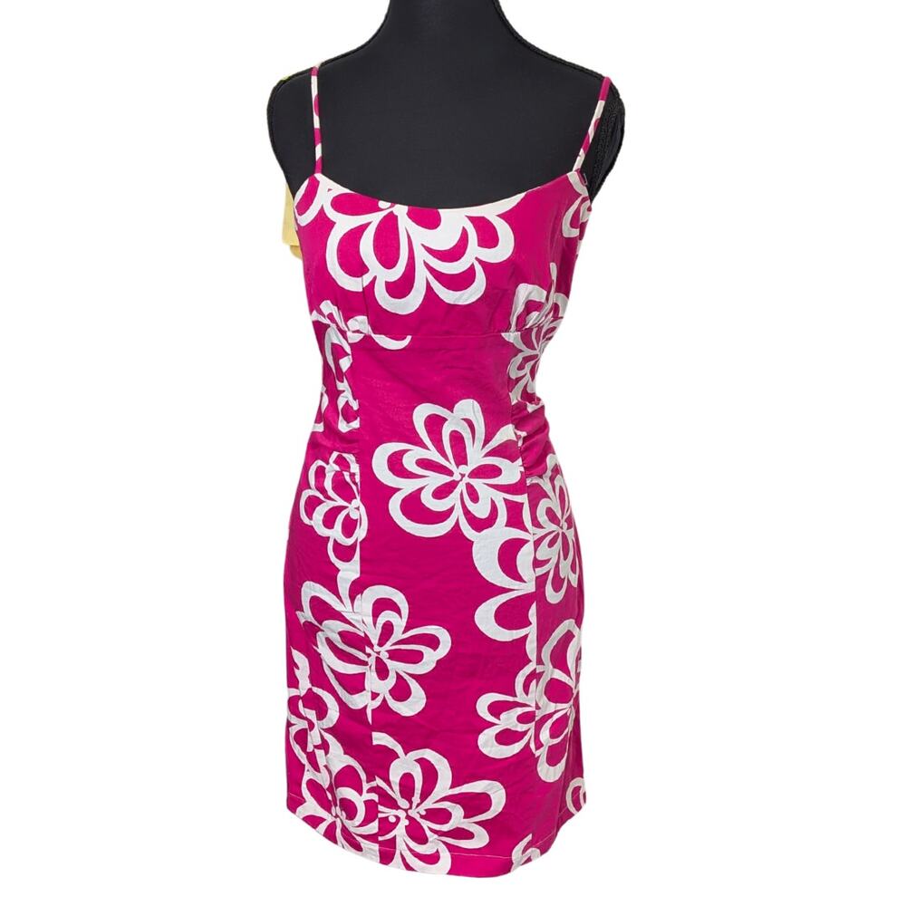 Pink Y2K Mini Dress with Bold Floral Print | Women's XS